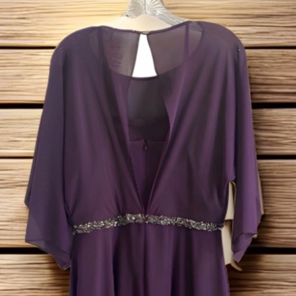 Joseph Ribkoff Amethyst Embellished Chiffon Layered A-Line Dress - Picture 10 of 13